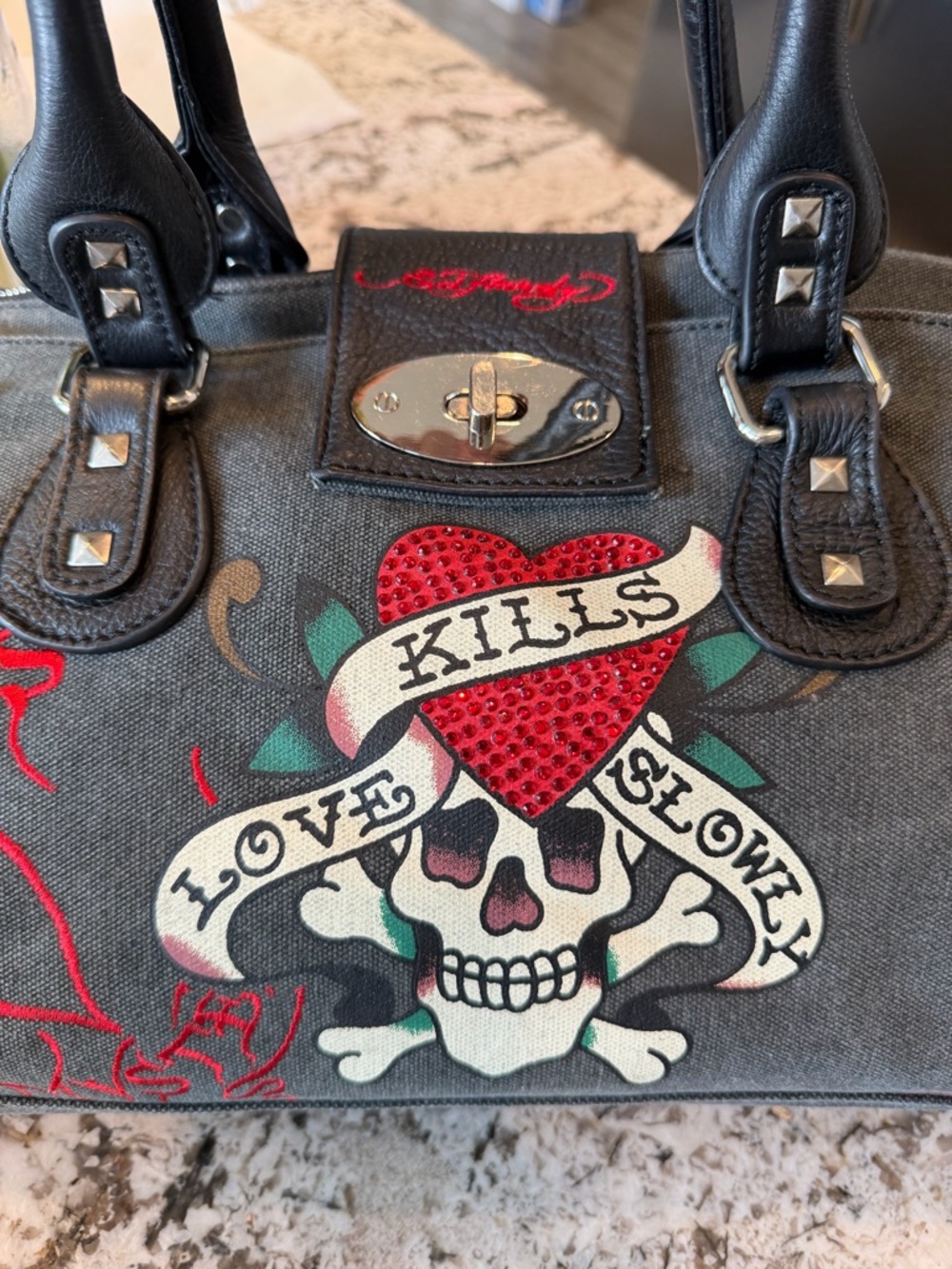 Authentic Vintage Y2K Ed Hardy “Love Kills Slowly” Bag - Picture 3 of 13